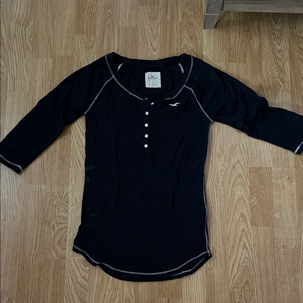 Navy Henley Shirt with White Accents